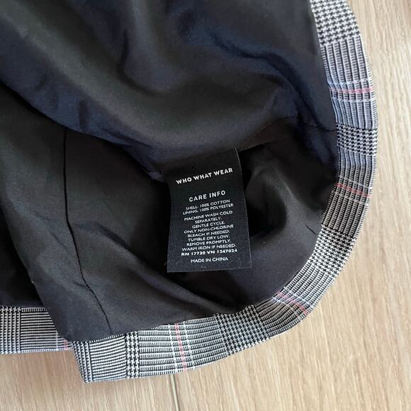 Who What Wear Women's Gray & Pink Plaid Double Breasted Blazer Sz M - Picture 4 of 6